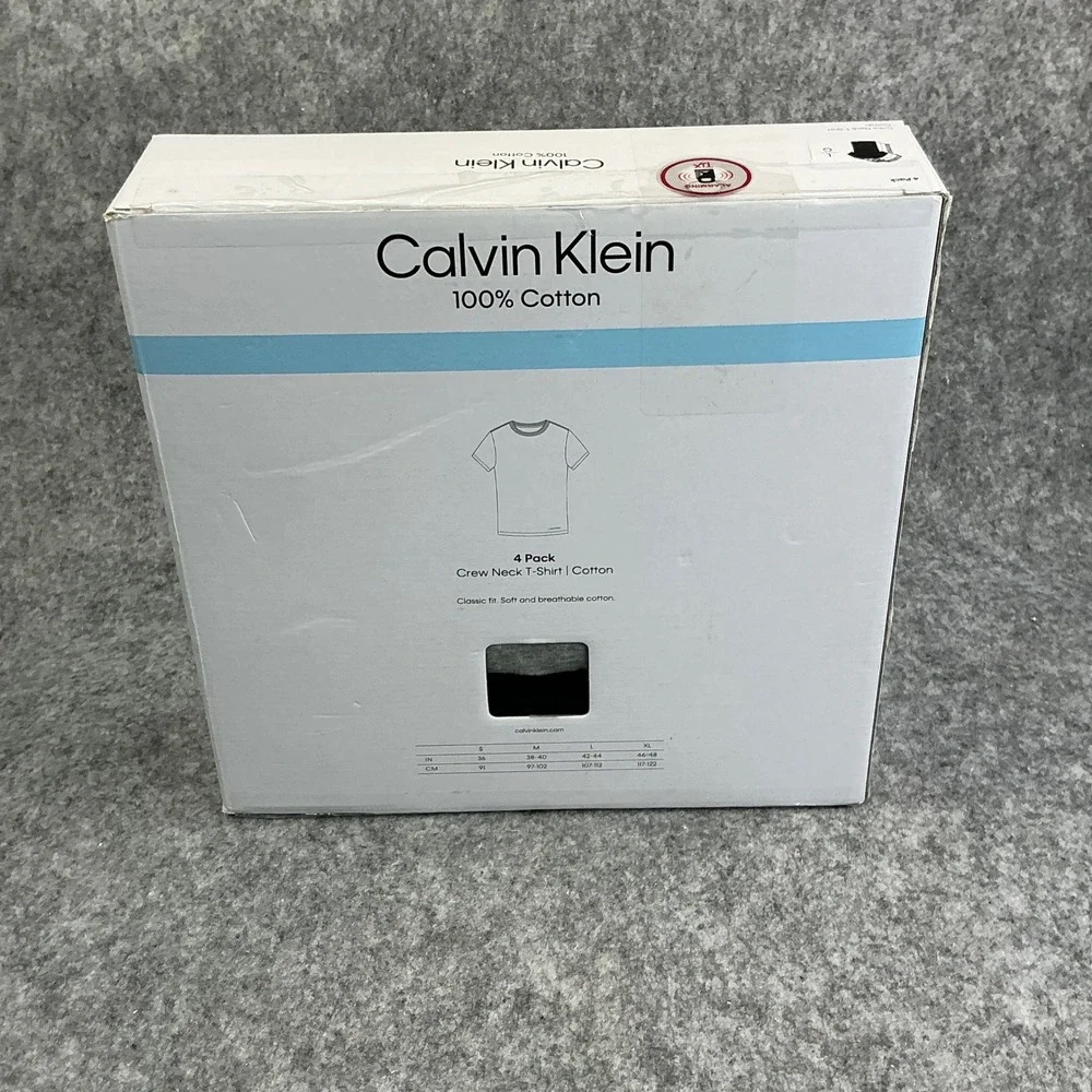 Calvin Klein Mens 4 Pack Classic Fit 100% Cotton Crew Neck T-Shirts Large Multi - Picture 5 of 11